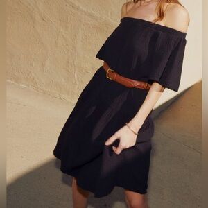 Nation LTD Mariel Off the Shoulder Midi Dress in Black